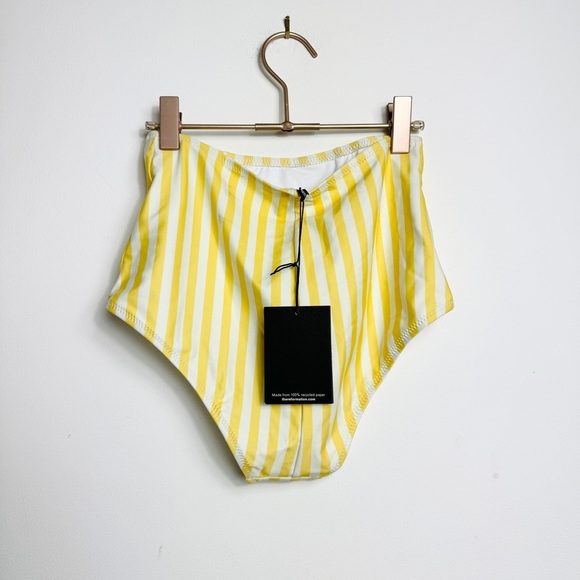 Reformation high waist yellow stripe swim bottom - Picture 2 of 7